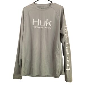 Huk Performance Fishing Longsleeve UPF Shirt Gray Sz M